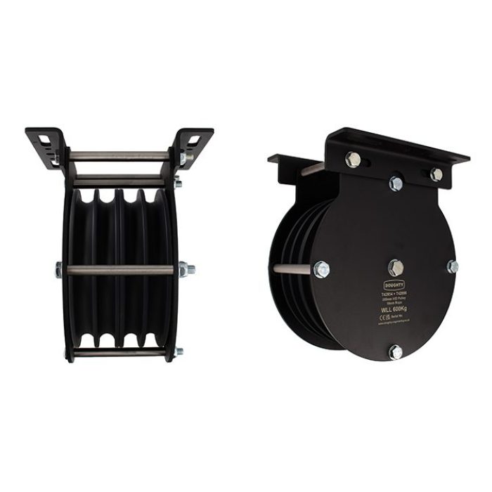 Poulie charge lourde 200mm (quadruple rainure) (pour corde)