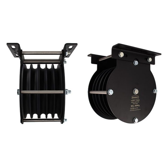 Poulie charge lourde 200mm (quintuple rainure) (pour corde)