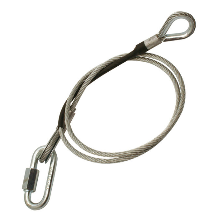 Elingue de sécurité 4mm x 650 avec maillon rapide M6, CMU 100kg, noir