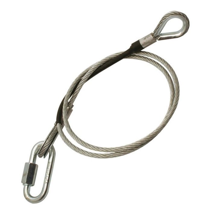 Elingue de sécurité 4mm x 650 avec maillon rapide M6, CMU 200kg, noir