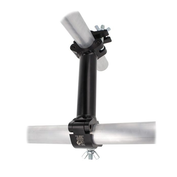 Double collier fix 90° entraxe 750mm pour tubes de 48-51mm, noir