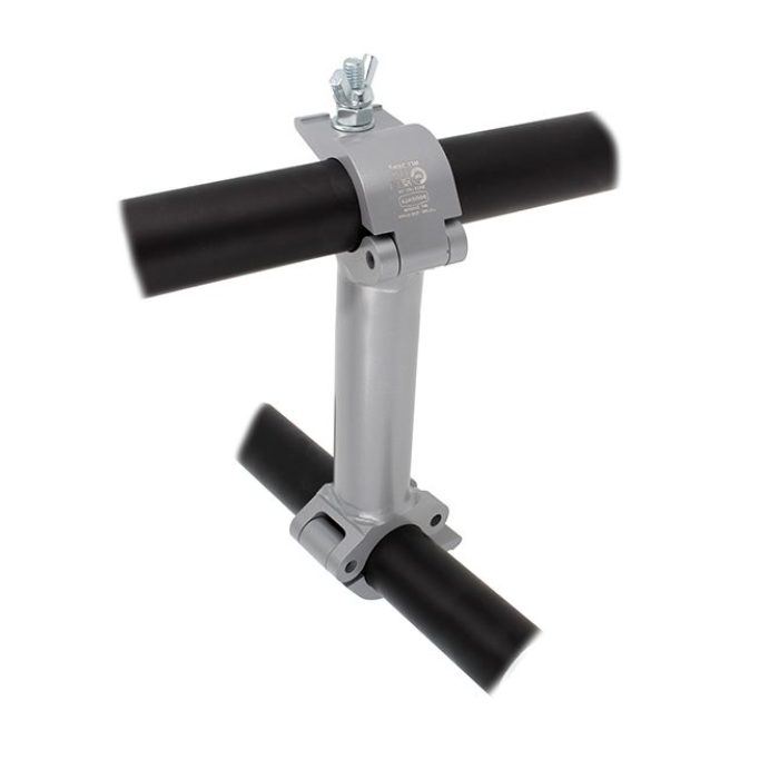 Double collier fix 90° entraxe 1'000mm pour tubes de 48-51mm