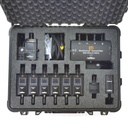 MULTIVERSE STUDIO KIT 2.4GHz; valise avec chargeur intégré avec 6 récepteurs sur batterie MULTIVERSE-ST-RX, émetteur MULTIVERSE-TX 10 univers + accroche, émetteur/récepteur MULTIVERSE-NODE + accroche, testeur analyseur DMXCAT, analyseur RADIOSCAN   