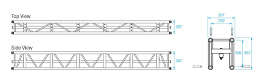 [PC-H40R-L250-RMB-RAL9005] RECTANGLE 40 LENGTH 250 CM, RAISED MIDDLE BEAM RAL9005