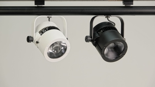 [PIN CAN LED 30 T230                  ] Pinspot 30W, pour rail 230V, choix de la LED (2'700, 3'000 ou 4'000°K), choix de l'optique (10, 15, 26, 36 ou 60°), DALI, avec adaptateur pour rail Livetrack (mod. ONETRACK)