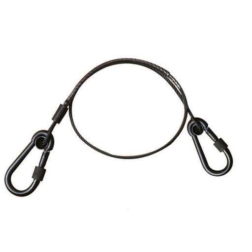 [T22101] Elingue de sécurité  60cm, 3mm, 2 mousquetons à vis M6x60, CMU 15kg