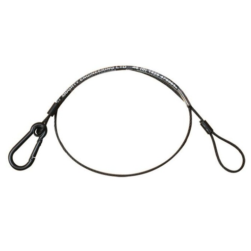 [T2840001] Elingue de sécurité  50cm, 2mm, mousqueton à ressort, CMU 5kg, noir