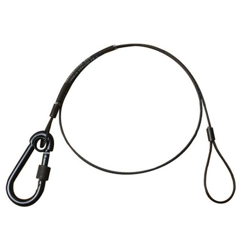 [T2841001] Elingue de sécurité  60cm, 2mm, mousqueton à vis, CMU 20kg , noir