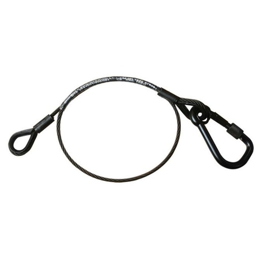 [T2844001] Elingue de sécurité  60cm, 4mm, mousqueton M8, CMU 36kg, noir