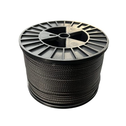 [T401001] Drahtseil Länge 100m x 4mm, Schwarz