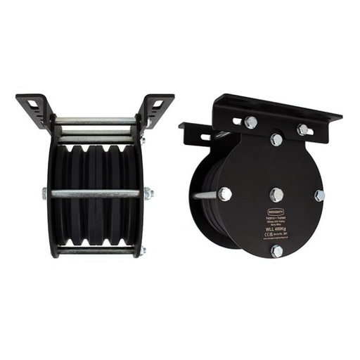 [T42914] Poulie charge lourde 150mm (quadruple rainure) (pour câble)