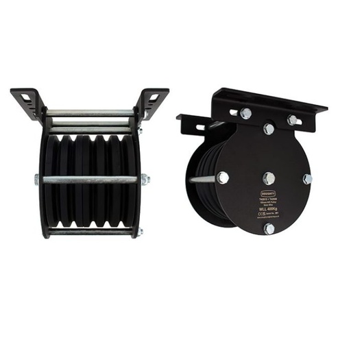 [T42915] Poulie charge lourde 150mm (quintuple rainure) (pour câble)