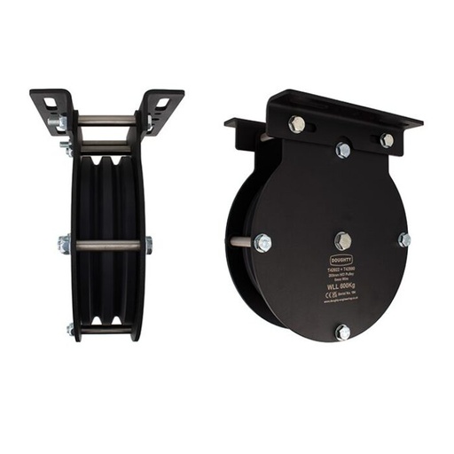 [T42922] Poulie charge lourde 200mm (double rainure) (pour câble)