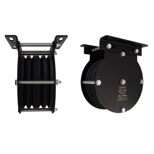 [T42924] Poulie charge lourde 200mm (quadruple rainure) (pour câble)