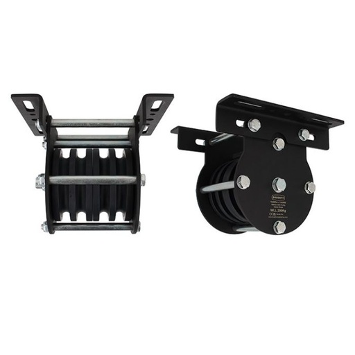 [T42934] Poulie charge lourde 100mm (quadruple rainure) (pour corde)