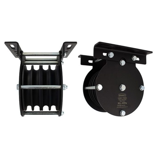 [T42944] Poulie charge lourde 150mm (quadruple rainure) (pour corde)
