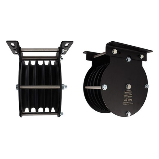 [T42955] Poulie charge lourde 200mm (quintuple rainure) (pour corde)